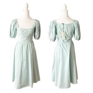 St. Roche Vista Organic Cotton Midi Dress 6 Blue NWT